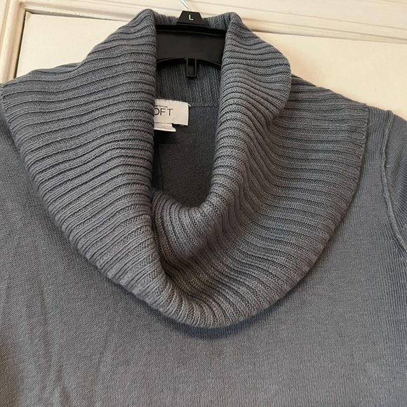 Loft Slate Blue Cowlneck Long Sleeve Sweater - Medium - Picture 3 of 5